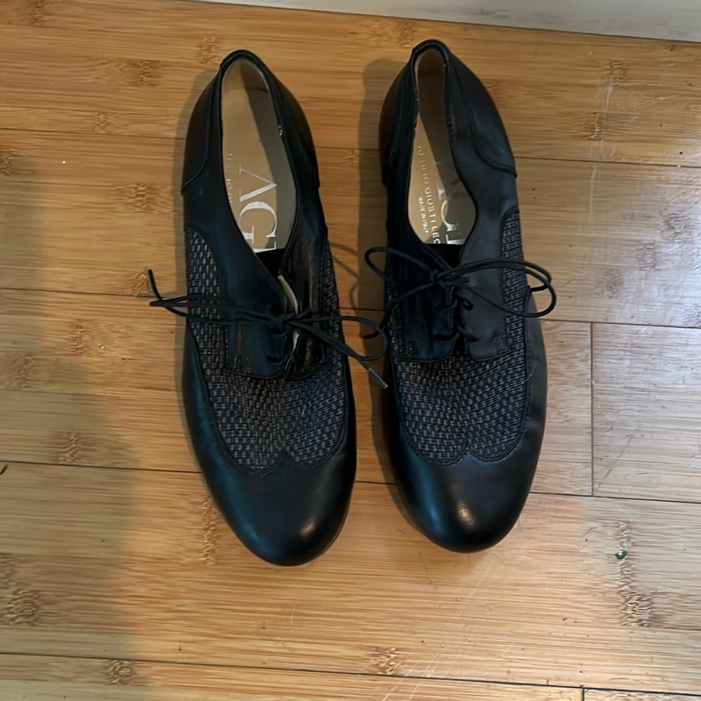 AGL black leather flat shoes